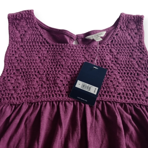 NWT- Lucky Brand Women's Crochet Tank Top Sleeveless.Size S. Color Purple. - Picture 9 of 16